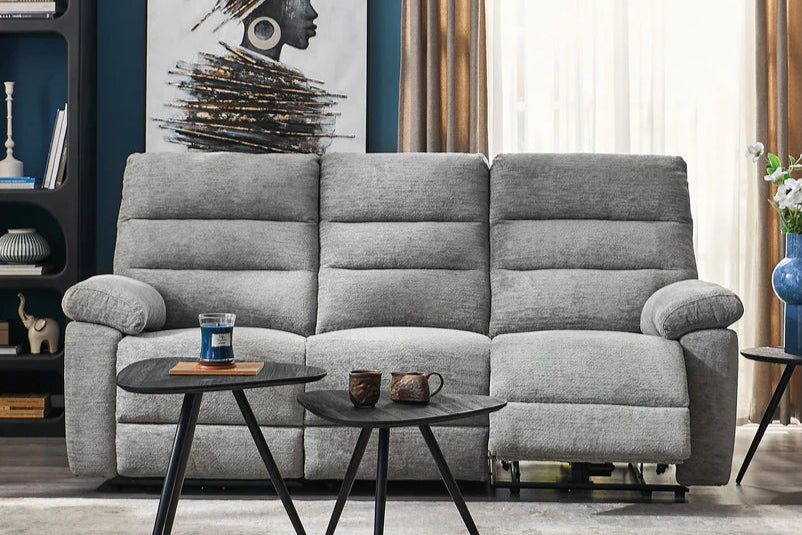 SANDERS Canapea 3 locuri, 2 reclinere electrice, stofă