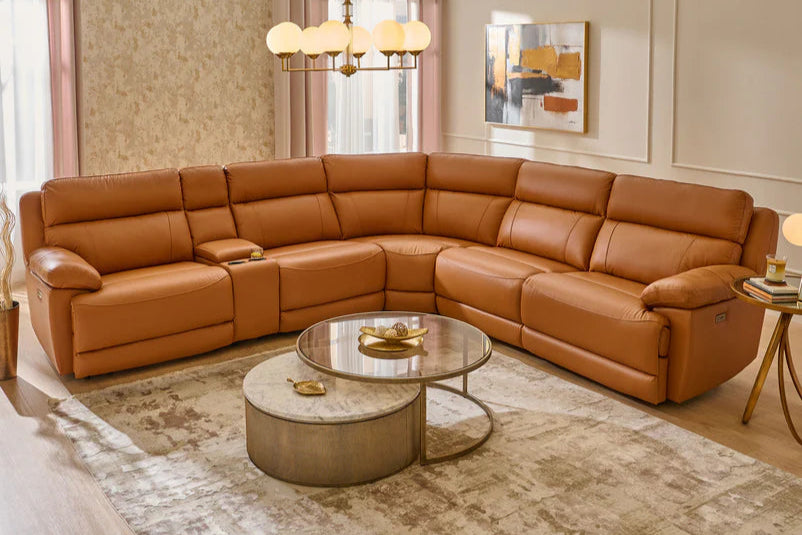 BERKLEY Colțar, 2 reclinere electrice, piele