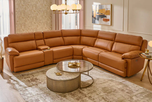 BERKLEY Colțar, 2 reclinere electrice, piele